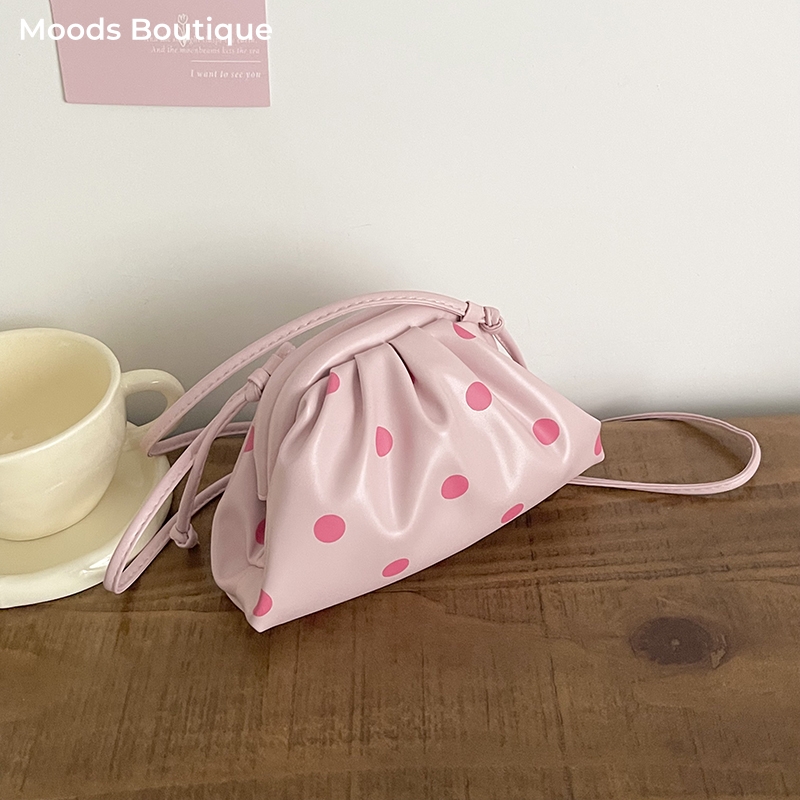 Women Bags Mini - MOODS スーパーミニ高級デザイナー財布とハンドバッグ女性用ポルカドット PU レザー軽量小型ショルダークロスボディバッグ