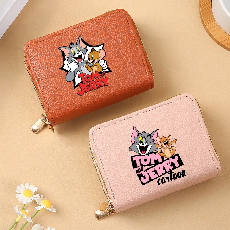 Women Bags With Wallet - トムとジェリーかわいいカードホルダー財布漫画アニメ柄プリント財布女性男性ポータブル大容量財布パーティーギフト