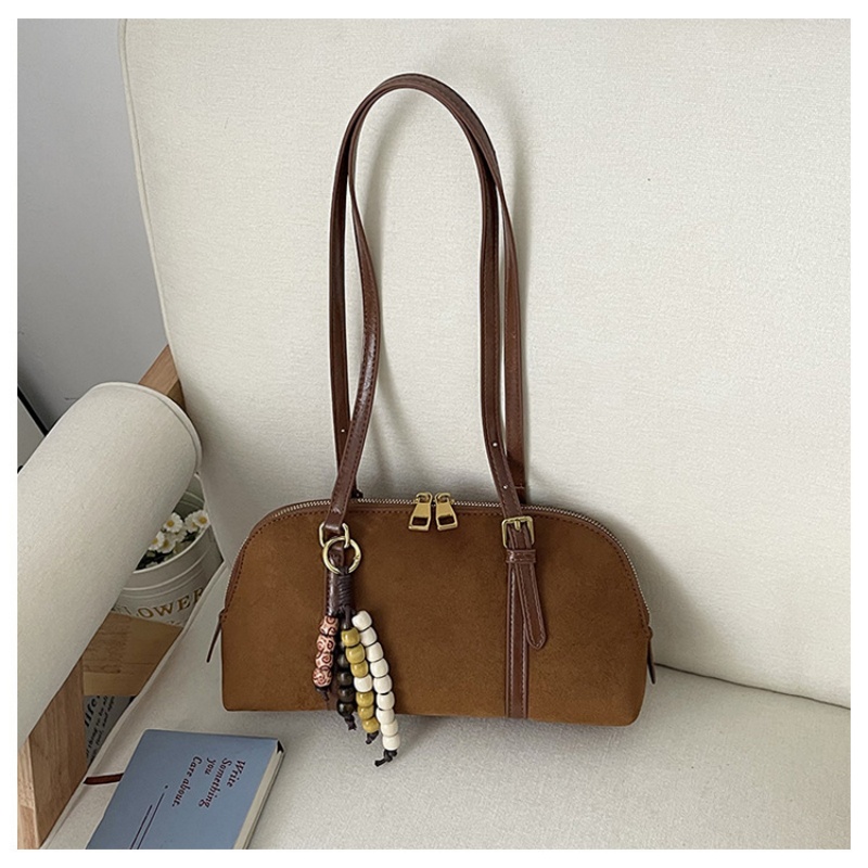 Women Bags Zip - レディース レトロ バゲット ショルダーバッグ エレガントなビーズタッセル装飾 ハンドバッグ