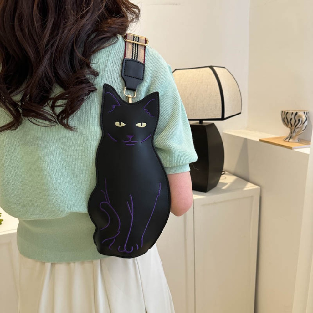 Women Bags Trend 2025 - 女性用キュートな猫柄ショルダーバッグ 2025 レディース 面白いクロスボディ ウエストバッグ チェストバッグ