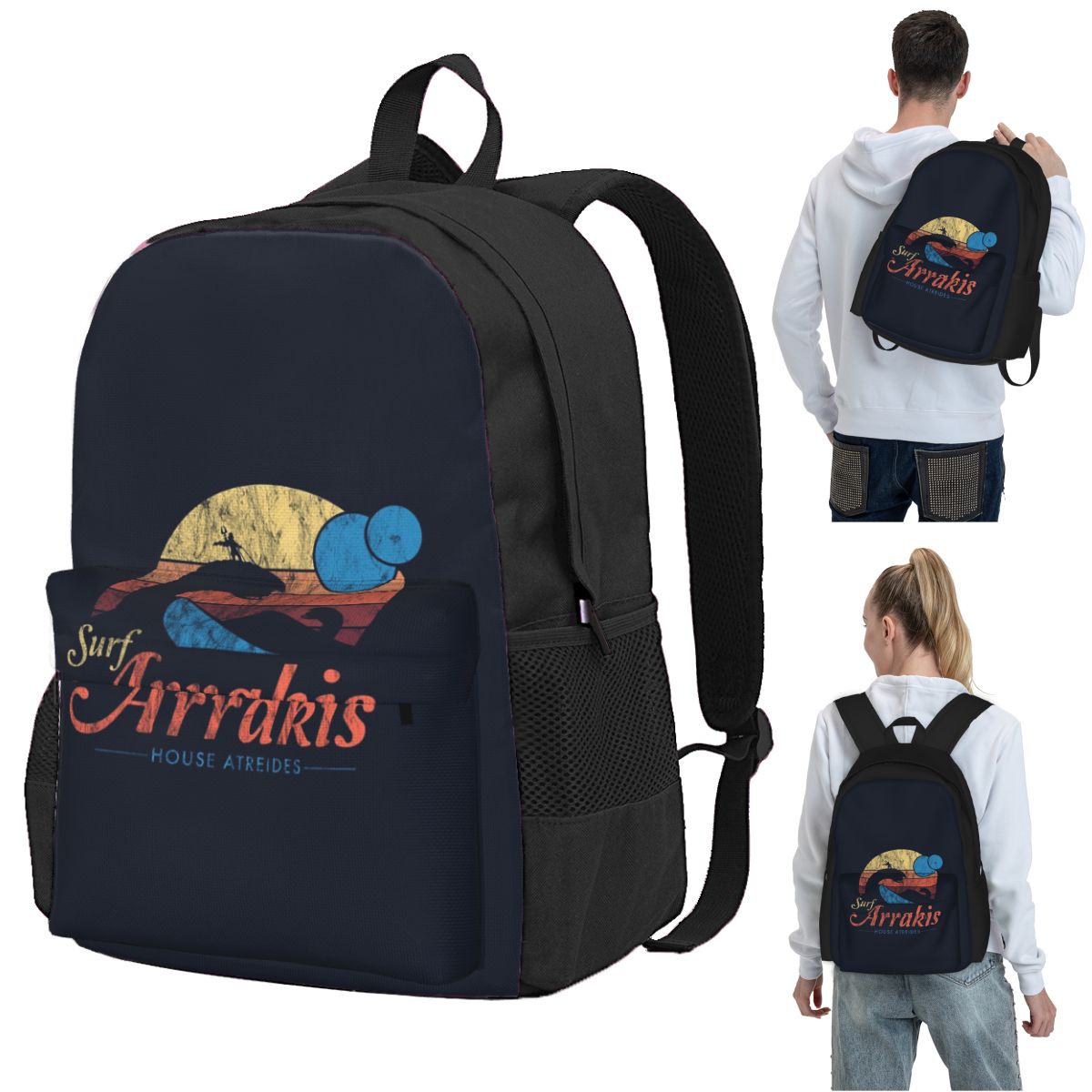 Women Bags Dune - アラキス・ディストレスド・サーフ・デューン・サイエンティフィック・バックパック 学生用ブックバッグ 子供用スクールバッグ メンズ・レディース用コンピューターショルダーバッグ