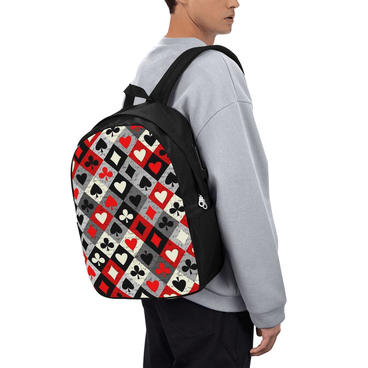 Women Bags For Women - トランプポーカープリントバックパック旅行ノートブックバッグコンピュータ大学生スクールバッグラップトップショルダーバッグ男性女性用