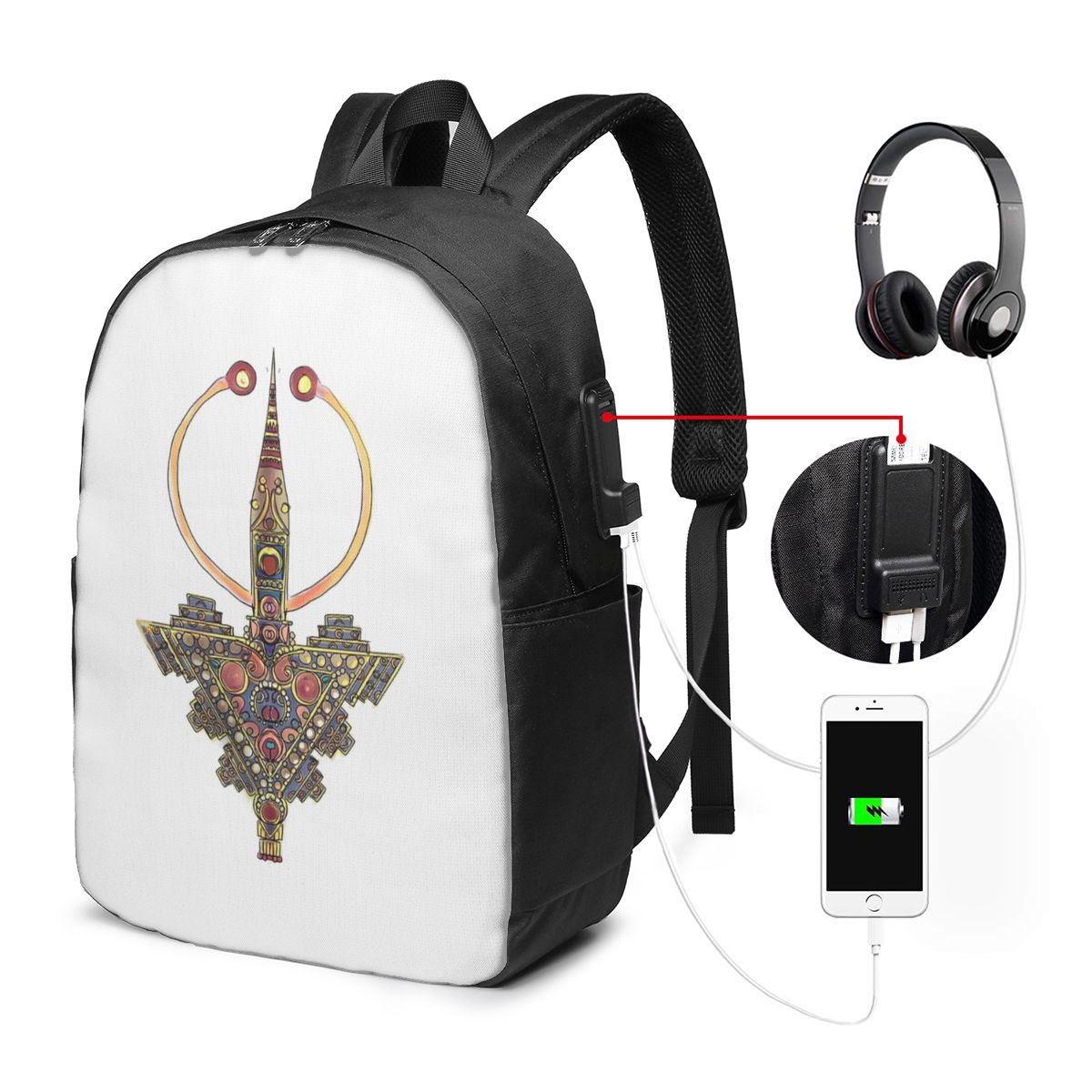 Women Bags For Women - Kabyle Jewelry Amazigh モロッコバックパック旅行ノートブックバッグコンピュータ大学生スクールバッグラップトップショルダーバッグ男性用女性用