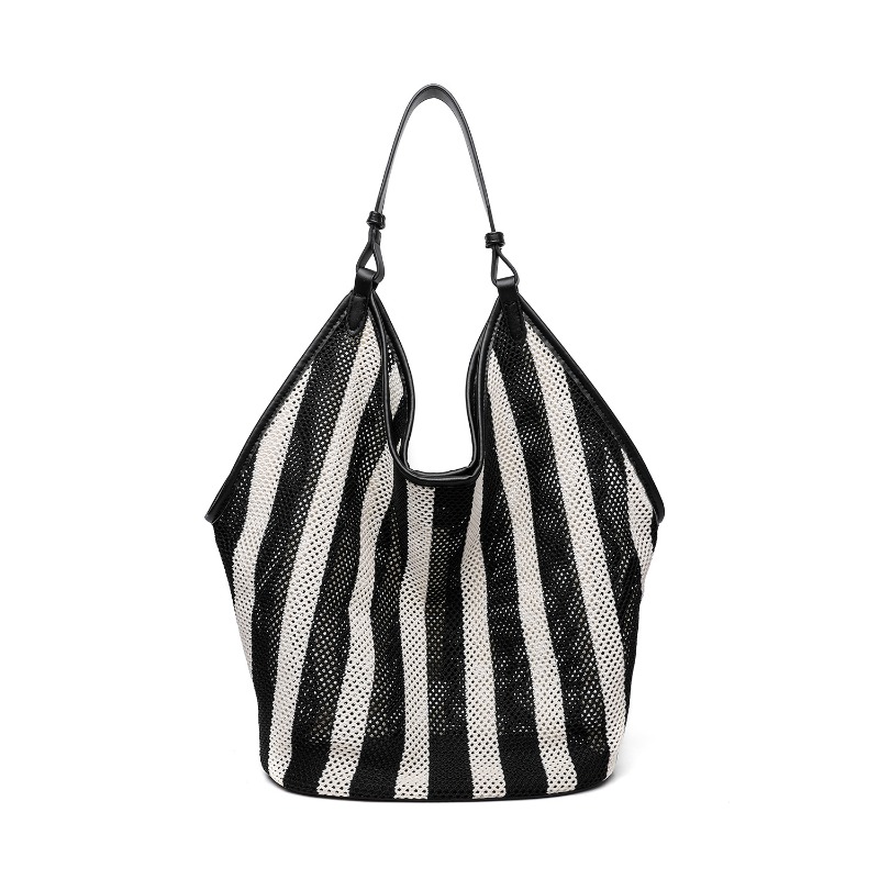 ストライプ織り大容量トートバッグ女性用ショルダーバッグショッ - Shopper Tote Canvas のレビューと価格