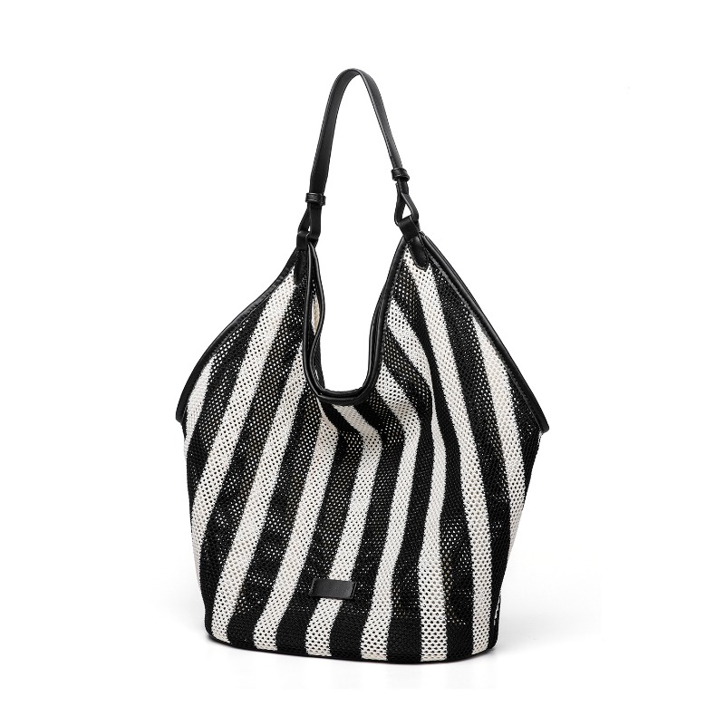 ストライプ織り大容量トートバッグ女性用ショルダーバッグショッ - Shopper Tote Canvas のレビューと価格