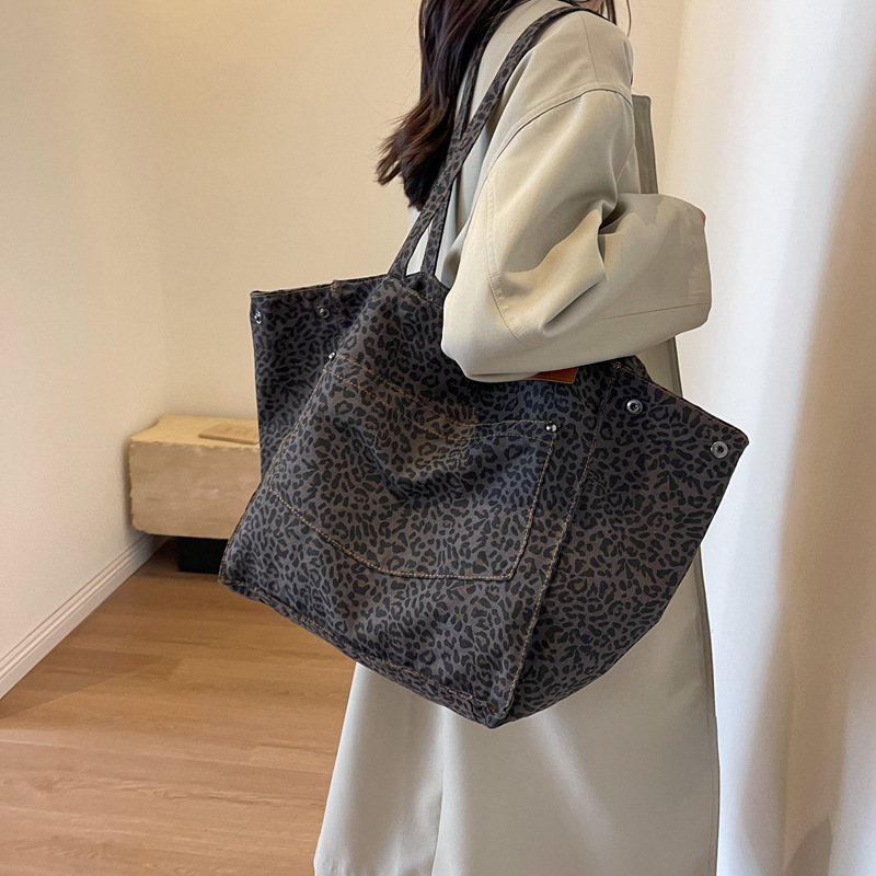 レオパード柄トートバッグ ヴィンテージキャンバスショルダーバ - Women'S Work Bags Tote のレビューと価格