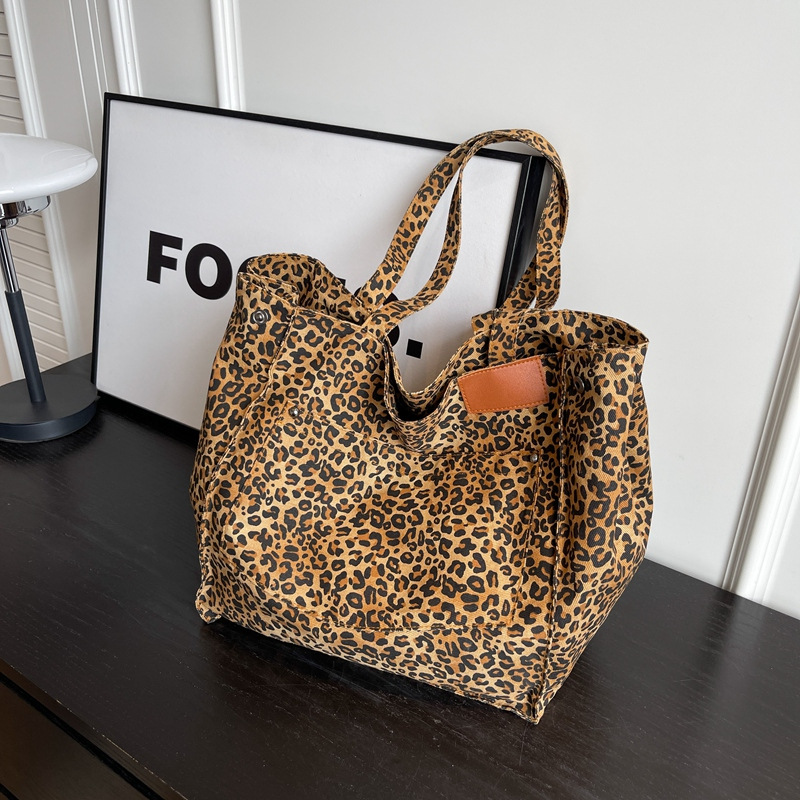 レオパード柄トートバッグ ヴィンテージキャンバスショルダーバ - Women'S Work Bags Tote のレビューと価格