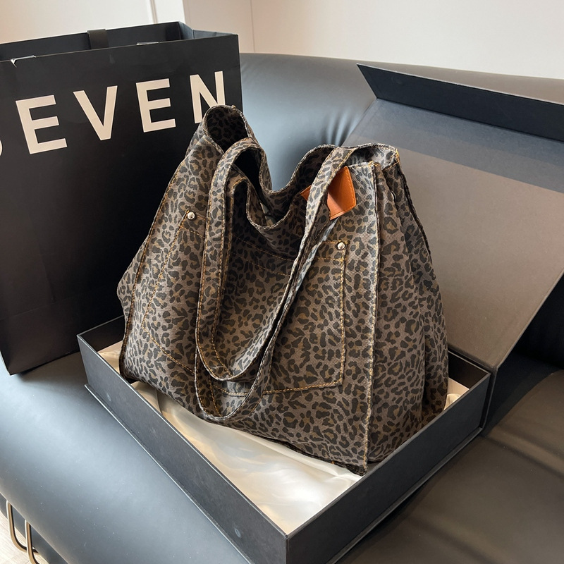 レオパード柄トートバッグ ヴィンテージキャンバスショルダーバ - Women'S Work Bags Tote のレビューと価格