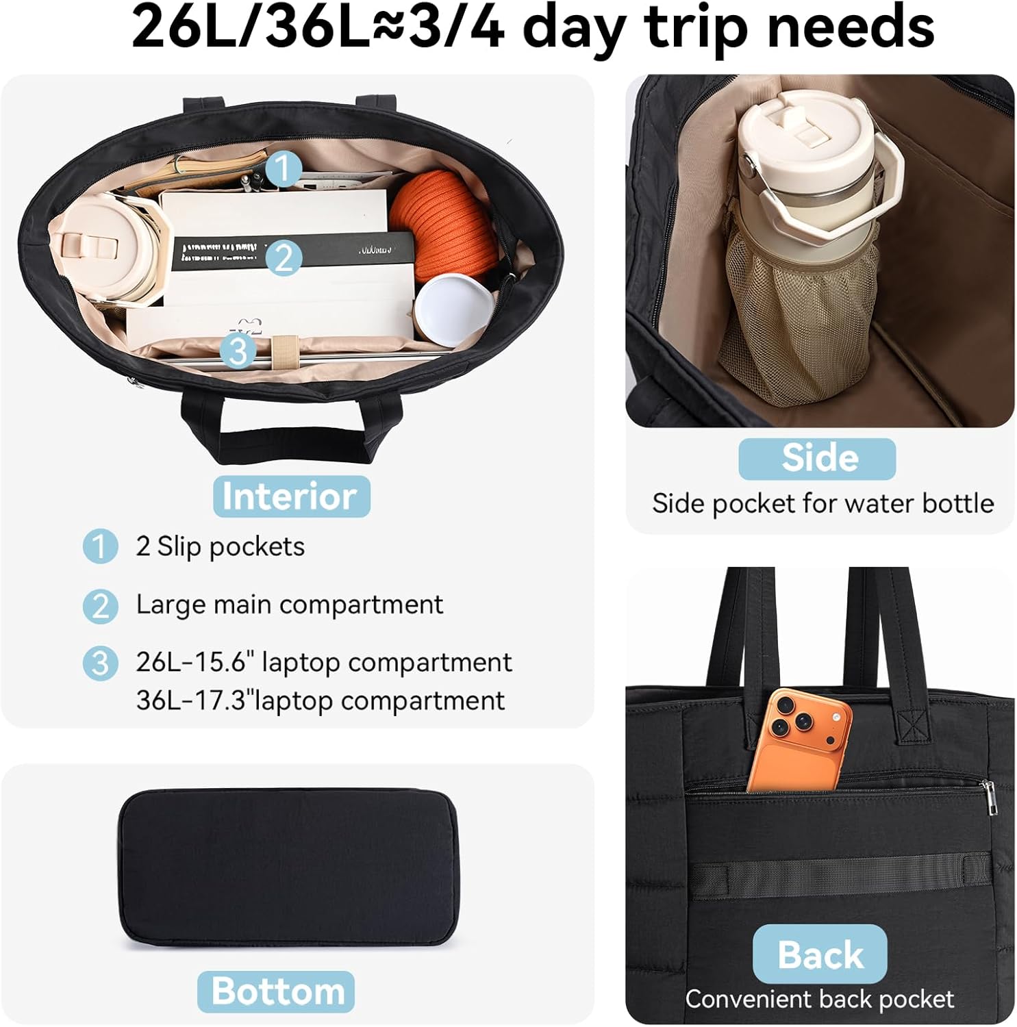 女性用パファートートバッグ、軽量パフィーショルダーバッグ、旅 - Women'S Work Bags Tote のレビューと価格