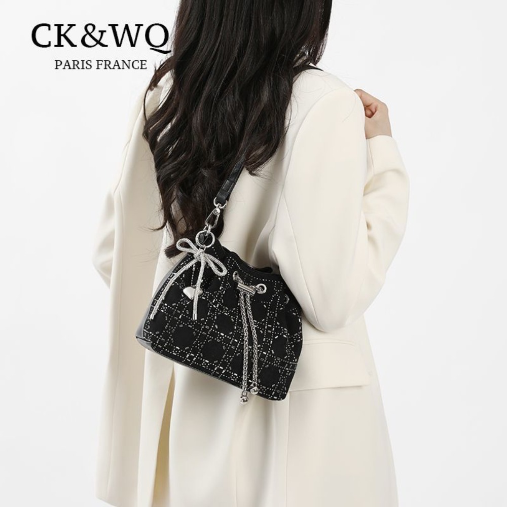 CK&WQ 春夏巾着バケットバッグ女性ファッションチェーンシ - Women Bags Ck のレビューと価格