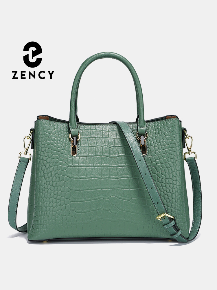 Zency レディース 本革 トップハンドルバッグ グリーン - Women'S Work Bags Tote のレビューと価格