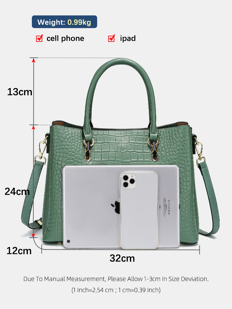 Zency レディース 本革 トップハンドルバッグ グリーン - Women'S Work Bags Tote のレビューと価格