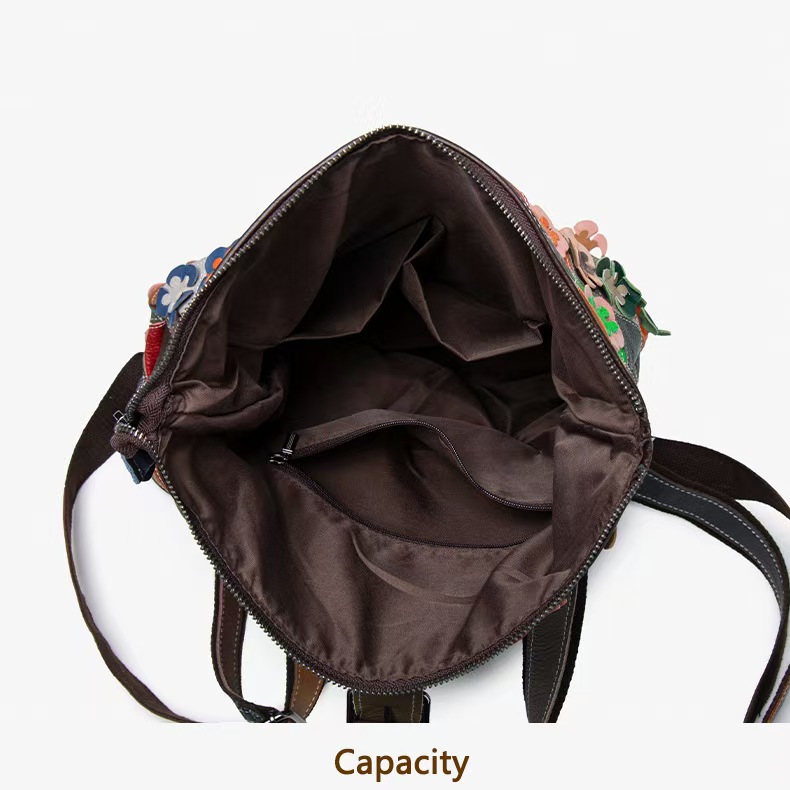 ヴィンテージ女性本革バックパックフラワーリアル牛革ショルダー - Women Bags Leather のレビューと価格