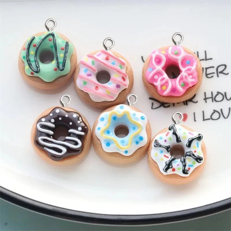 10 個樹脂ドーナツチャームカラフルなミニペンダント DIY - Women Bags Mini のレビューと価格