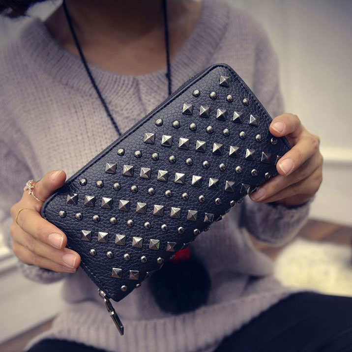 高級財布女性財布デザイナーリベットブランド女性女性財布ビレテ - Women Bags Ck のレビューと価格