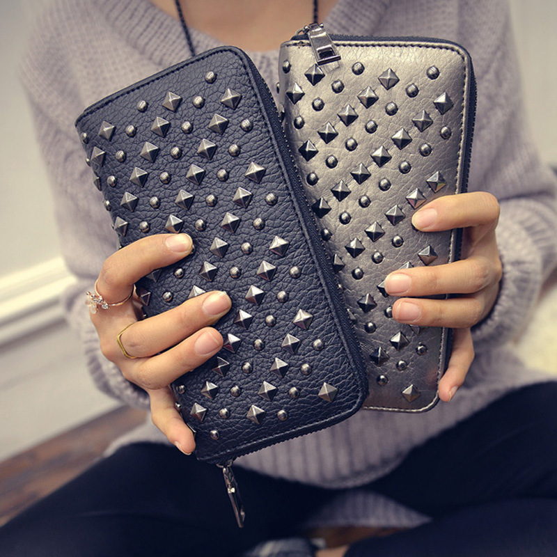 高級財布女性財布デザイナーリベットブランド女性女性財布ビレテ - Women Bags Ck のレビューと価格