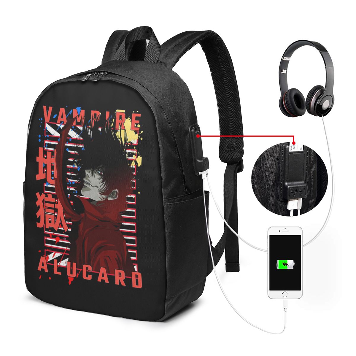 アルカード・ヘルシング漫画バックパック旅行ノートブックバッグ - Women Bags For Women のレビューと価格