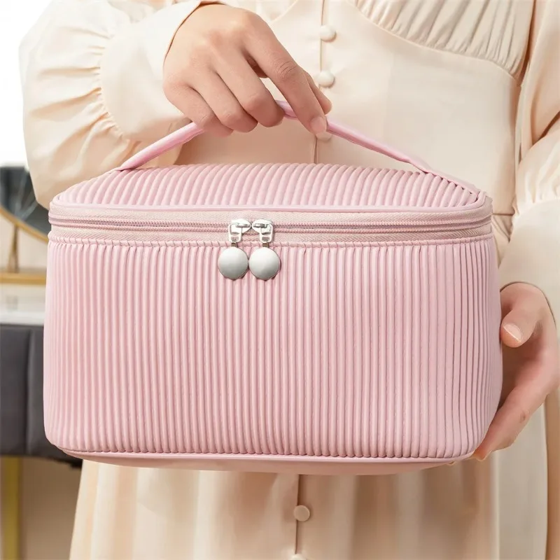 かわいい無地PUレザー化粧ポーチ、女性用携帯トラベルトイレタ - Women Bags Leather のレビューと価格
