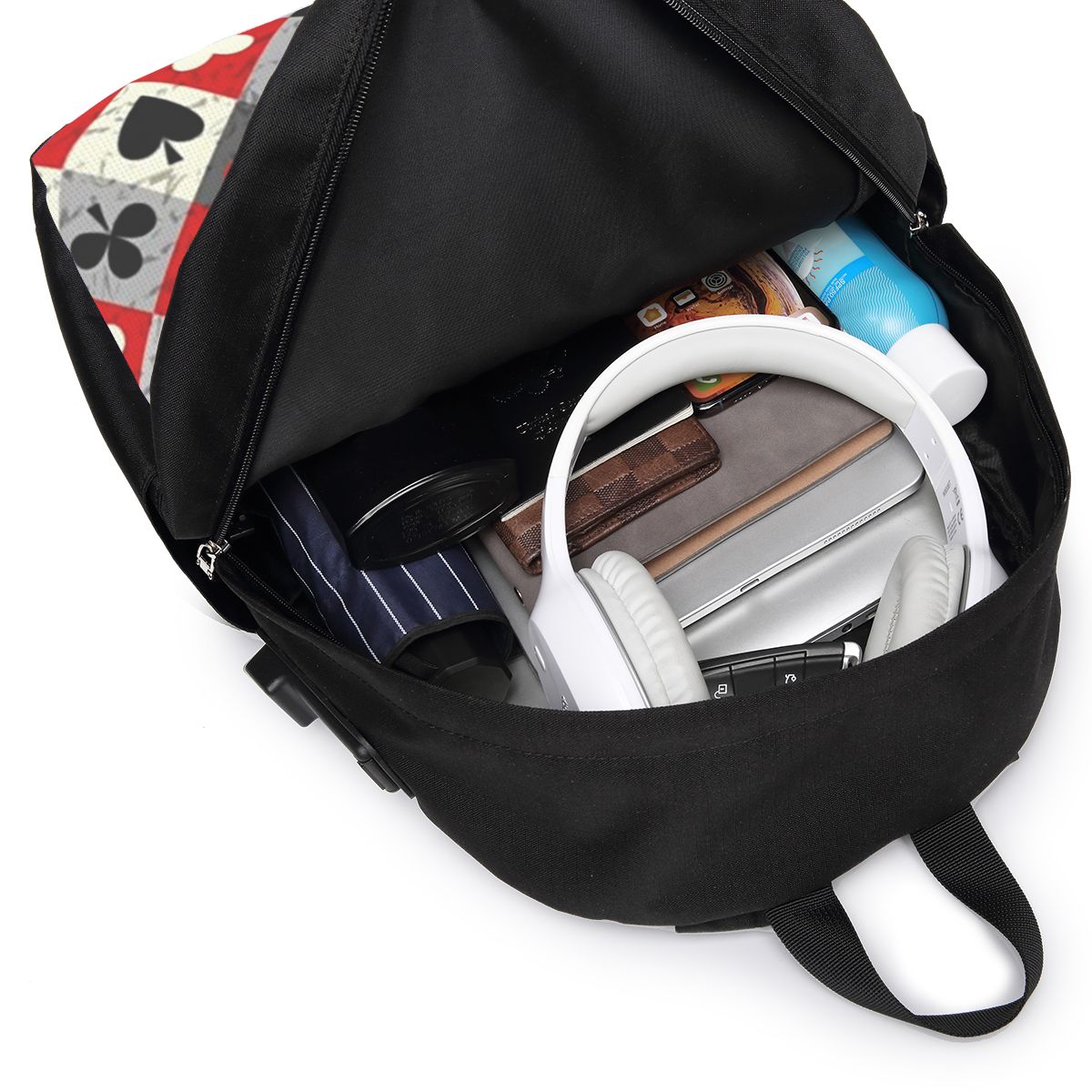 トランプポーカープリントバックパック旅行ノートブックバッグコ - Women Bags For Women のレビューと価格