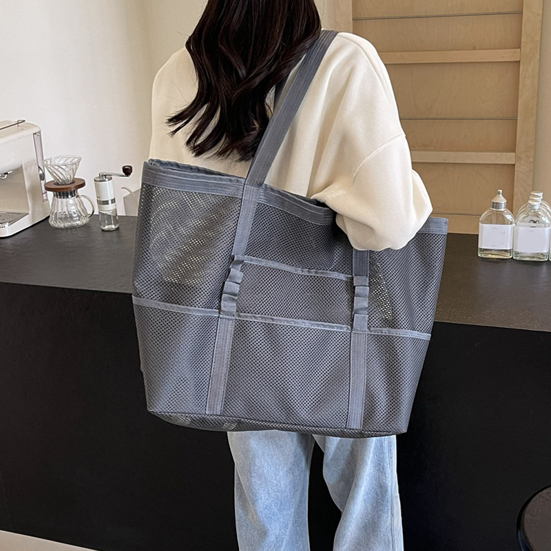 中空大容量化粧収納袋女性多機能メッシュショルダーバッグ旅行透 - Shopper Tote Canvas のレビューと価格