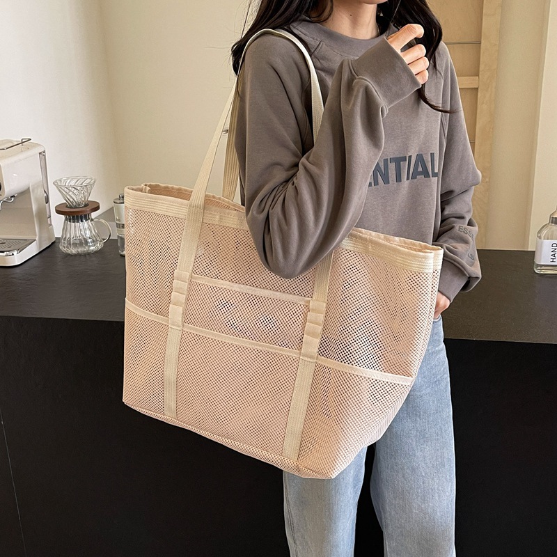 中空大容量化粧収納袋女性多機能メッシュショルダーバッグ旅行透 - Shopper Tote Canvas のレビューと価格