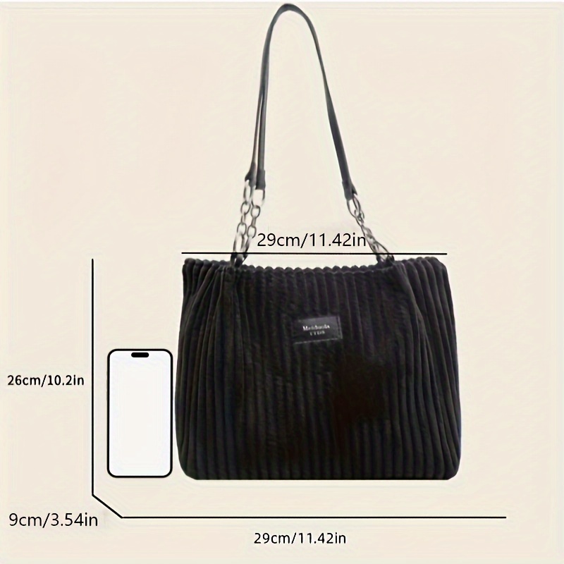 大容量コーデュロイトートバッグチェーンハンドバッグショルダー - Women Bags Zip のレビューと価格