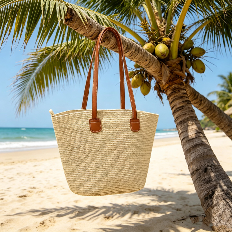 CLAREGQI レディース ソリッドカラー ストロー トー - Women Bags Leather のレビューと価格