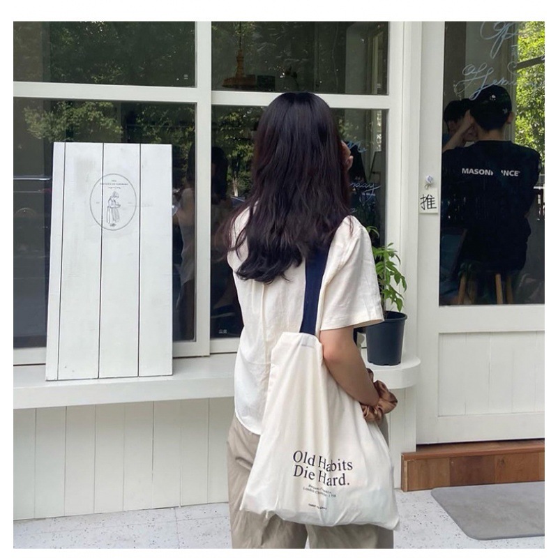 シンプルレター大容量シングルショルダーキャンバスバッグ、学生 - Shopper Tote Canvas のレビューと価格