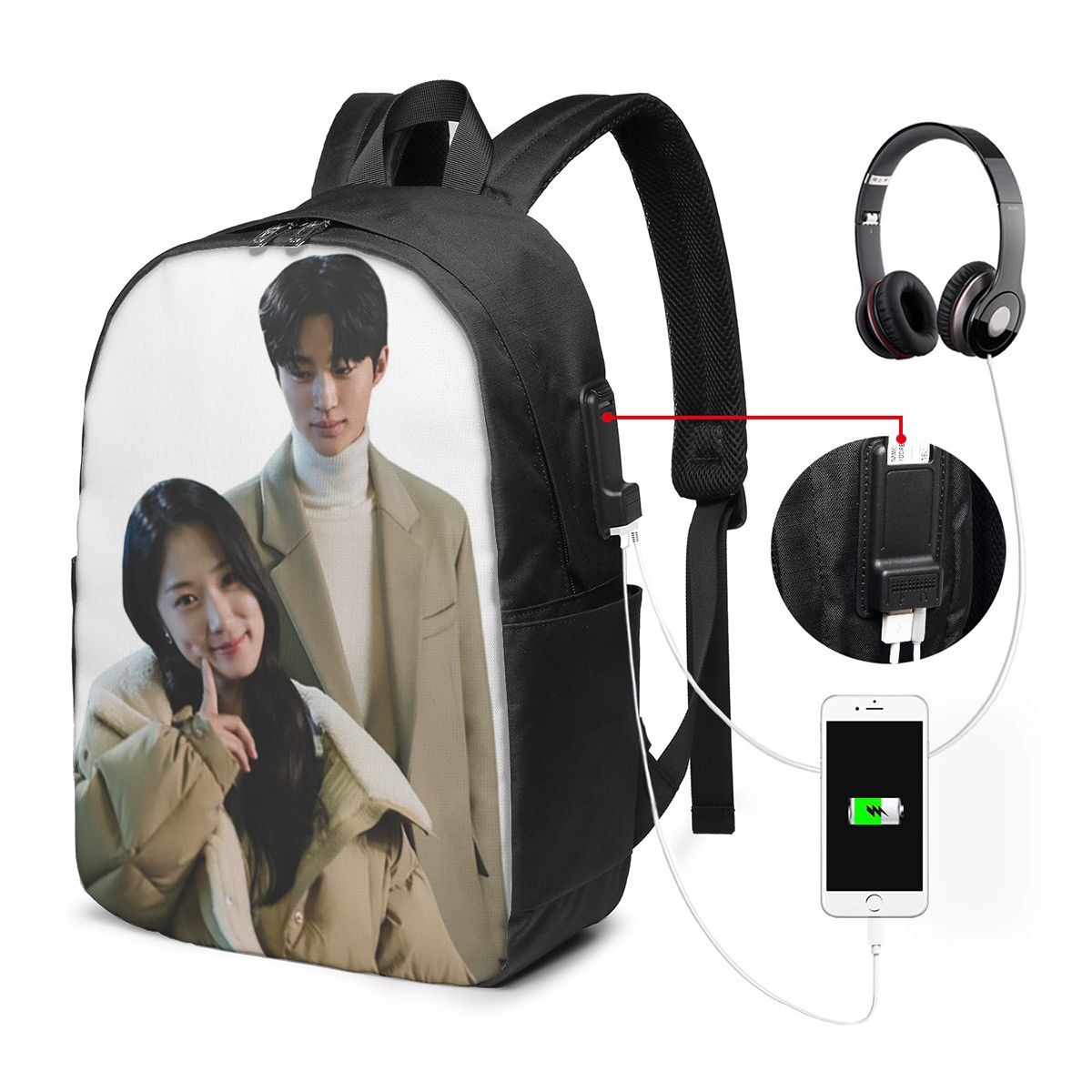 素敵なランナー Kdrama ファンアートバックパック旅行ノ - Women Bags For Women のレビューと価格