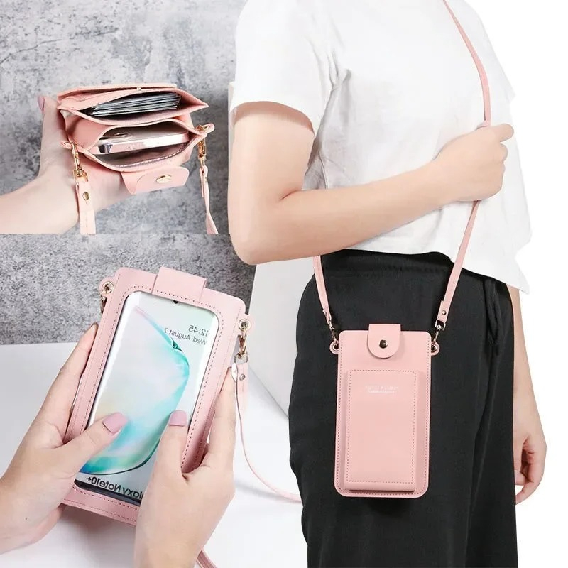クロスボディ携帯電話バッグ女性女の子用ユニバーサル携帯電話オ - Women Bags Leather のレビューと価格